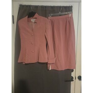 Misho Pink Silk Skirt Suit Set, Women's Size 6, Embellished Jacket, NWT Business
